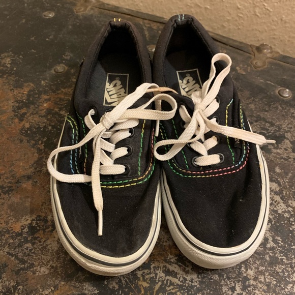 Black vans with rainbow stitching Clearance